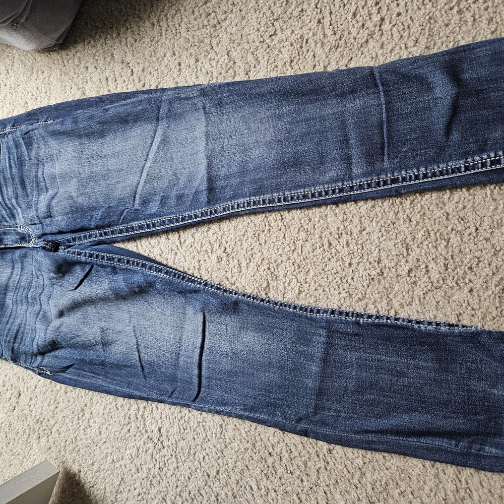 Express Blue Skinny Jeans with Distressed Effect